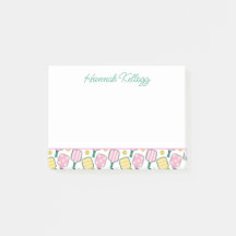 Preppy Pink Green & Yellow Pickleball Personalisie