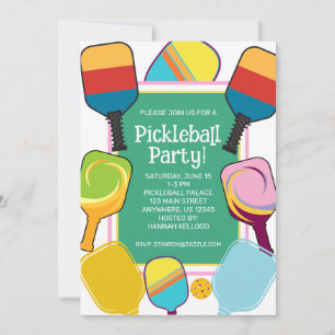 Preppy Pink Grün und Gelb Pickleball Einladung