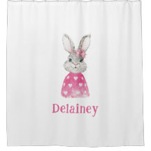 Preppy Pink Heart Bow Bunny Personalisiert