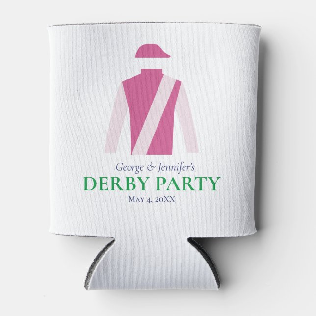 Preppy Pink Jockey Silks Derby Party Personalize Dosenkühler (Vorderseite)
