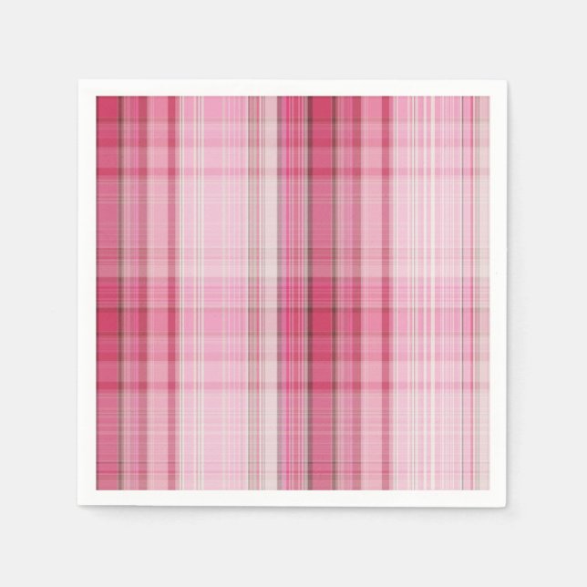 Preppy Pink Kariert Blush Madras Candy Pink Classi Serviette (Vorderseite)