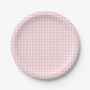 Preppy Pink Kariert Gingham Party Pappteller