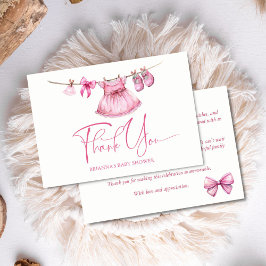 Preppy pink Kleidung auf einer Linie Mädchen Babyd Dankeskarte