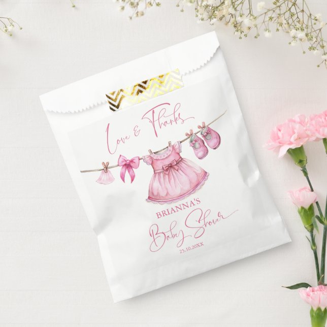 Preppy pink Kleidung auf einer Linie Mädchen Babyd Geschenktütchen (Versiegelt)