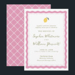 Preppy Pink Lemon Amalfi Coast Wedding Invitation Einladung<br><div class="desc">Preppy Pink Lemon Amalfi Coast wedding invitation designed for a cheerful Italian summer wedding celebration. This elegant design blends grandmillennial charm with coastal preppy aesthetics, perfect for the modern bride planning a stylish destination or country club wedding. Pair with citrus décor, silk ribbons, and soft pink florals to create a...</div>