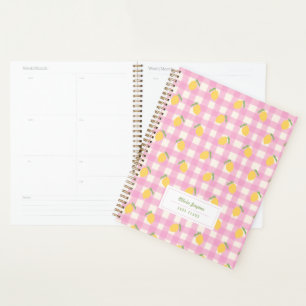 Preppy Pink Lemon Gingham Girly Personalisiert 202 Planer