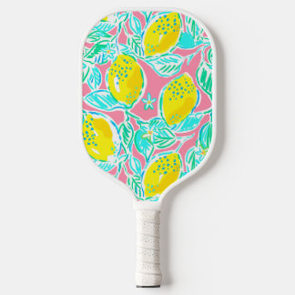 Preppy Pink Lemon Muster Pickleball Schläger