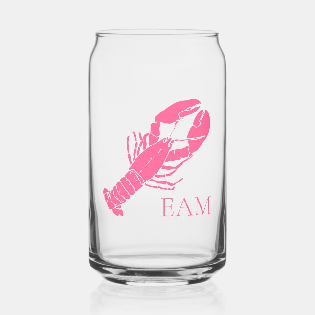Preppy Pink Lobster Monogram Dosenglas (Vorderseite)