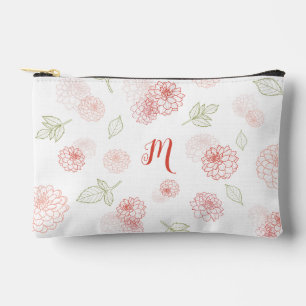 Preppy Pink Monogram Floral Zubehörtasche
