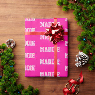 Preppy Pink Name Wrapper Geschenkpapier