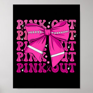 Preppy Pink Out Footll Breast Cancer Awaren Poster
