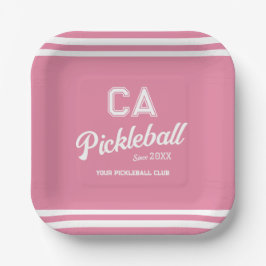 Preppy Pink Pickleball Club Custom Wappen Party Pappteller