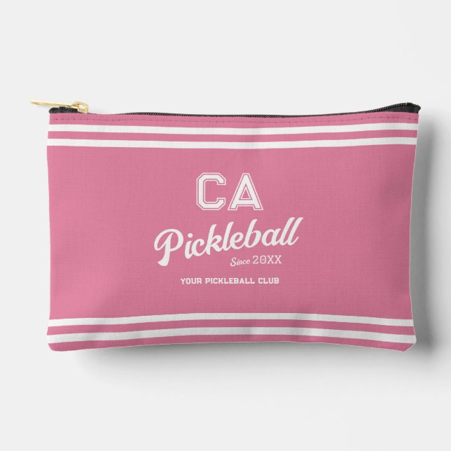Preppy Pink Pickleball Club Custom Wappen Party Zubehörtasche (Vorderseite)