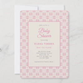 Preppy Pink Plaid Baby Shower Invitation Einladung
