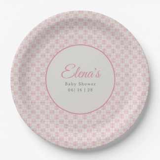 Preppy Pink Plaid Baby Shower Pappteller