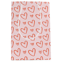 Preppy pink & red heart doodines - Liebe Valentine Mittlere Geschenktüte