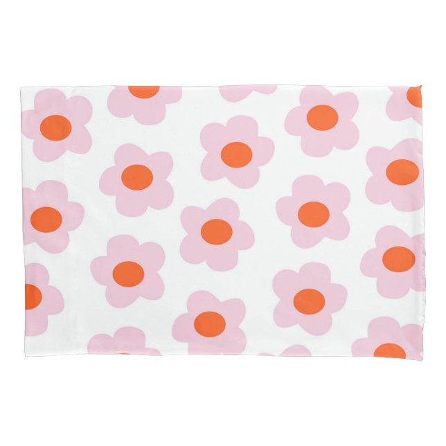 Preppy Pink Red Hippie Blume Pattern Kissenbezug (Vorderseite)