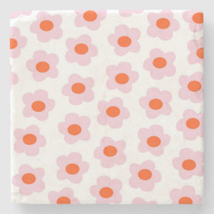 Preppy Pink Red Hippie Blume Pattern Steinuntersetzer