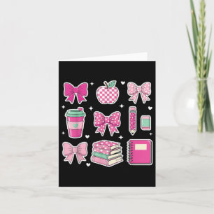 Preppy Pink School versorgt Bow-Lehrer Niedlich zu Karte