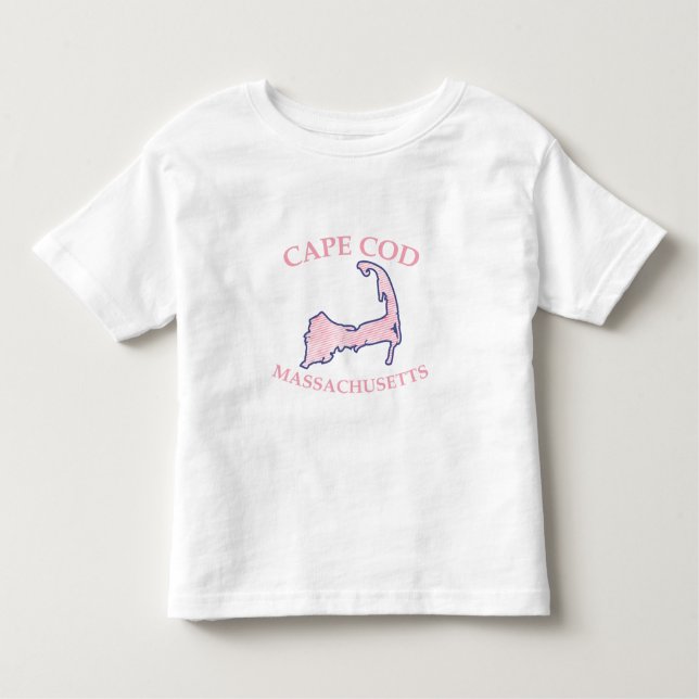 Preppy Pink Striped Cape Cod Silhouette Kleinkind T-shirt (Vorderseite)