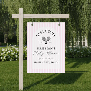 Preppy Pink Tennis Baby Dusche Willkommen Poster