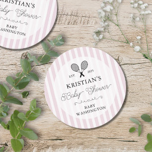 Preppy Pink Tennis Country Club Kinderdusche Runder Pappuntersetzer