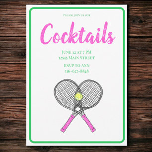 Preppy-Pink-Tennisschläger-Cocktailparty Einladung