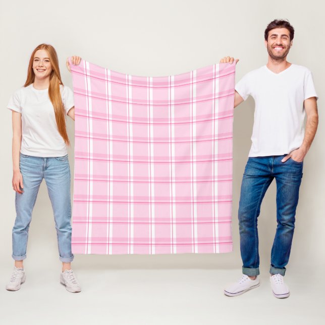 Preppy Pink Traditional Checkered Pattern Fleecedecke (Beispiel)