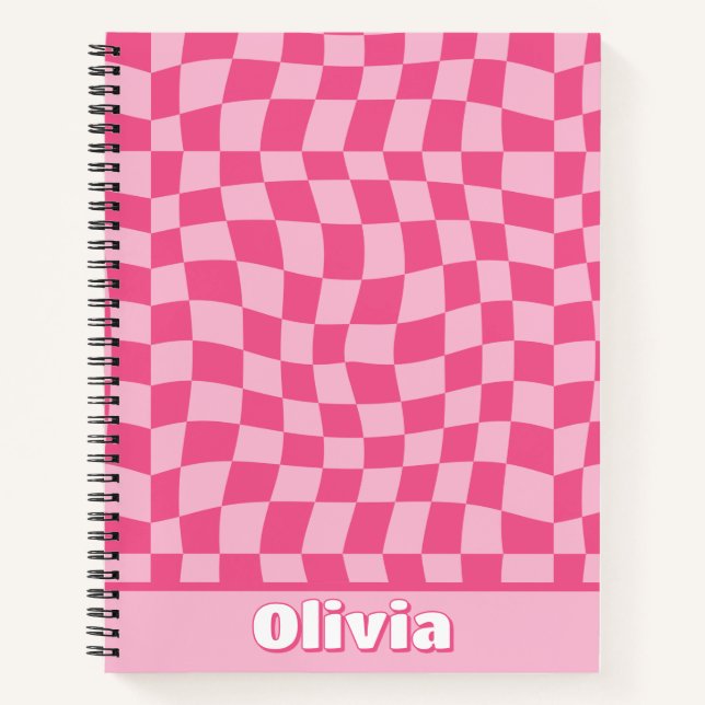 Preppy Pink überprüft Notizbuch (Vorderseite)