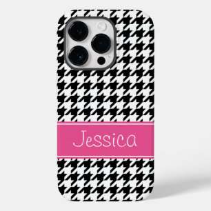 Preppy Pink und Black Hahnentrittmuster Personalis Case-Mate iPhone Hülle