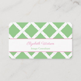 Preppy Pink und Green Bamboo Trellis Visitenkarte