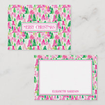 Preppy Pink und Green Christmas Trees Personalisie