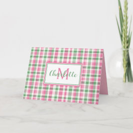 Preppy Pink und Green Kariert Monogram