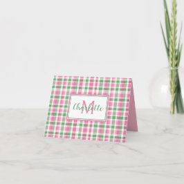 Preppy Pink und Green Kariert Monogram
