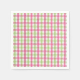 Preppy Pink und Green Kariert Serviette