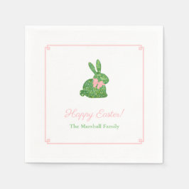 Preppy Pink und Green Oaster Bunny Brunch Party Serviette