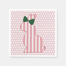 Preppy Pink und Green Spring Bunny Serviette