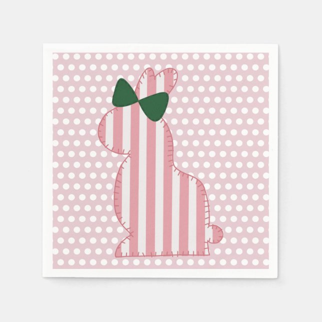 Preppy Pink und Green Spring Bunny Serviette (Vorderseite)