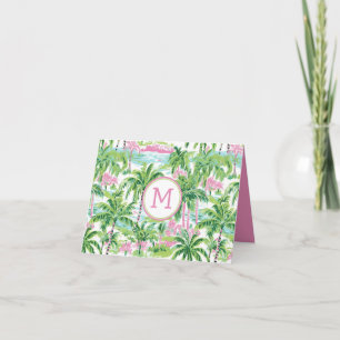Preppy Pink und Green Tropical Palm Tree