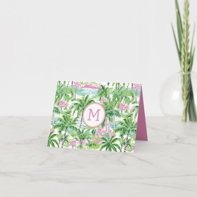 Preppy Pink und Green Tropical Palm Tree (Vorderseite)