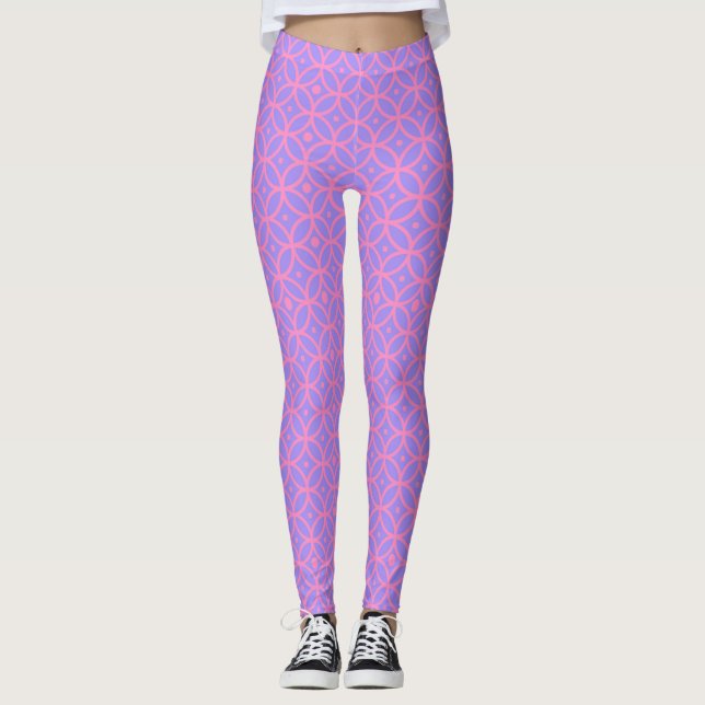 Preppy Pink und Lavendel Leggings (Vorderseite)