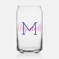 Preppy Pink und Navy Blue Monogram