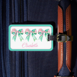 Preppy Pink und türkise Blumenbögen Personalisiert Gepäckanhänger