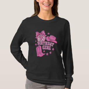 Preppy Pink Western Disco 7th Birthday Girl 7 Year T-Shirt