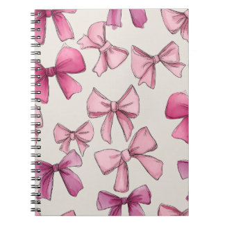 Preppy Pink Whimsical Bow Notebook Notizblock