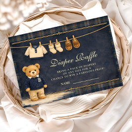 Preppy Plaid Teddy Bear Diapper Raffle Begleitkarte
