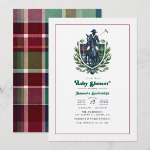 Preppy Polo Baby Shower Reittier Tartan Wappen Einladung