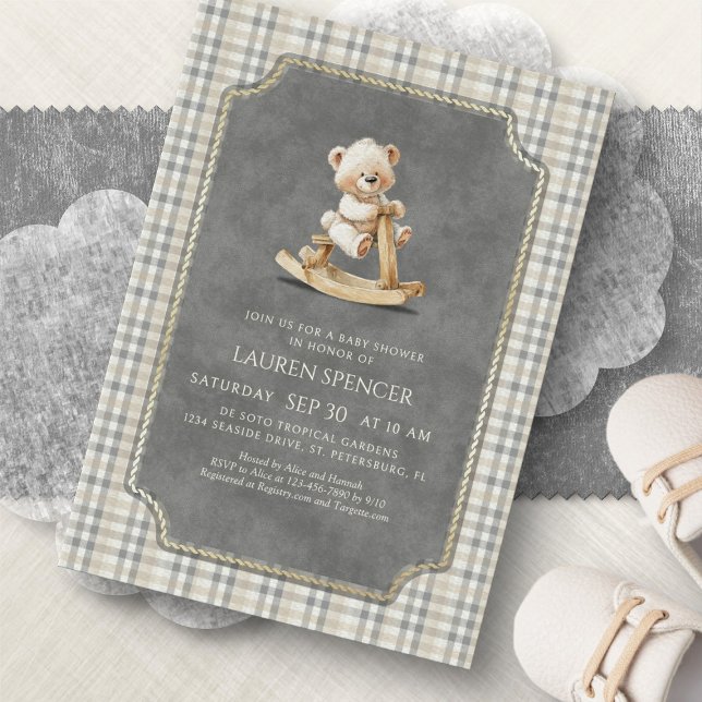 Preppy Polo Bear Baby Shower Einladung (Von Creator hochgeladen)