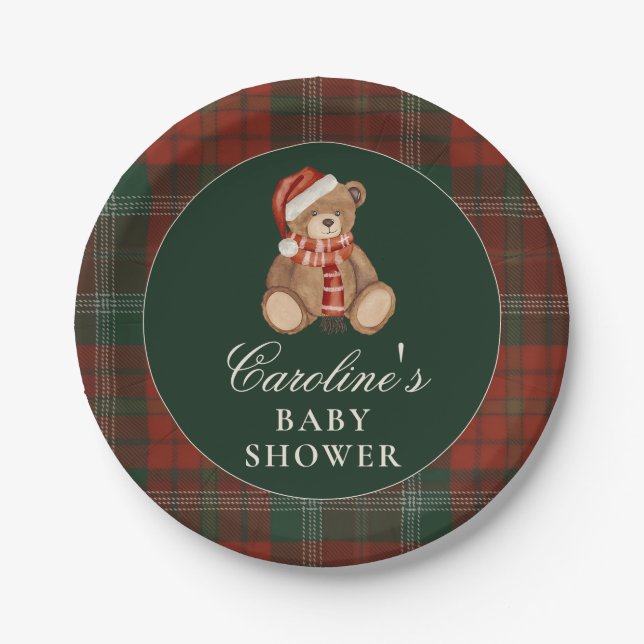 Preppy Polo Bear Baby Shower Paper Plates Pappteller (Vorderseite)