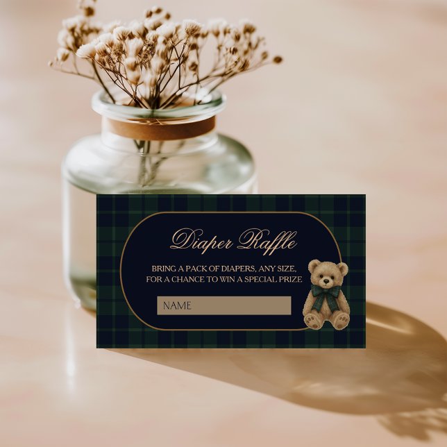 Preppy Polo Teddy Bear Baby Shower Diaper Raffle Begleitkarte (Von Creator hochgeladen)